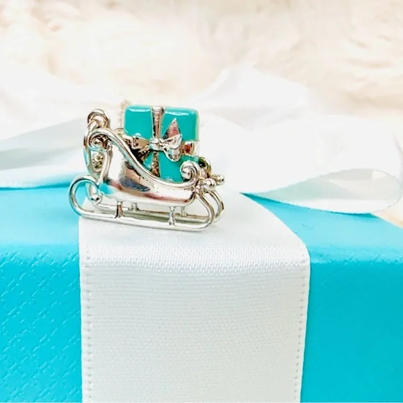 Tiffany & co blue enamel silver sled charm necklace - Picture 7 of 13